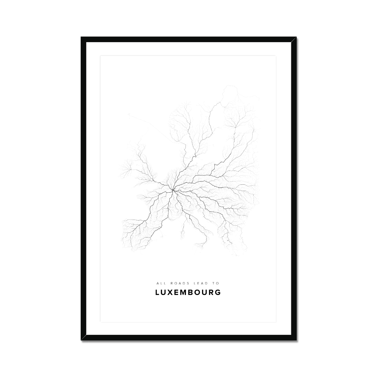 All roads lead to Luxembourg (Luxembourg) Fine Art Map Print