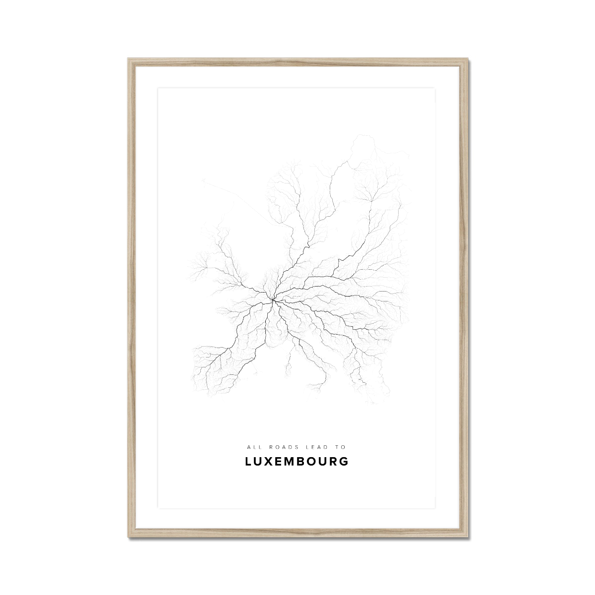 All roads lead to Luxembourg (Luxembourg) Fine Art Map Print