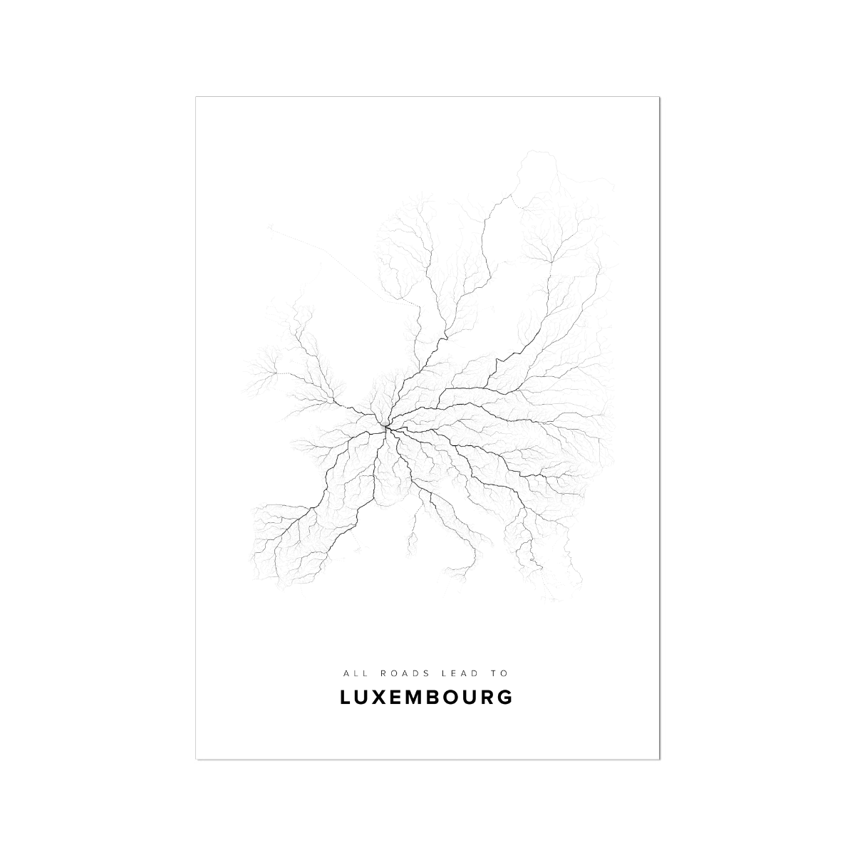All roads lead to Luxembourg (Luxembourg) Fine Art Map Print