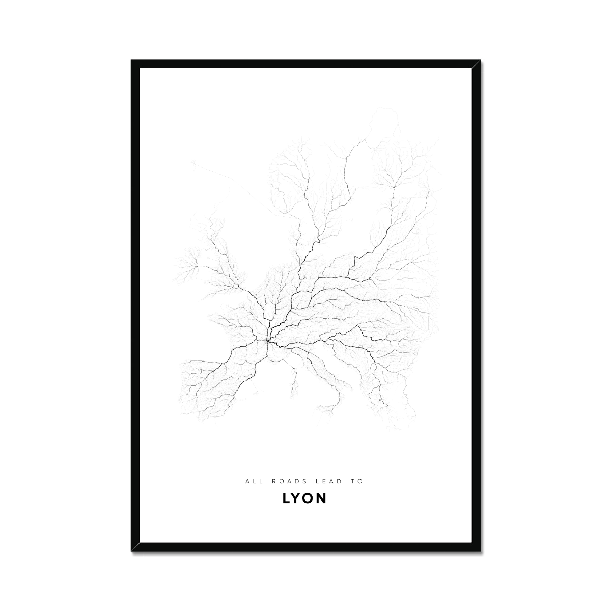 All roads lead to Lyon (France) Fine Art Map Print