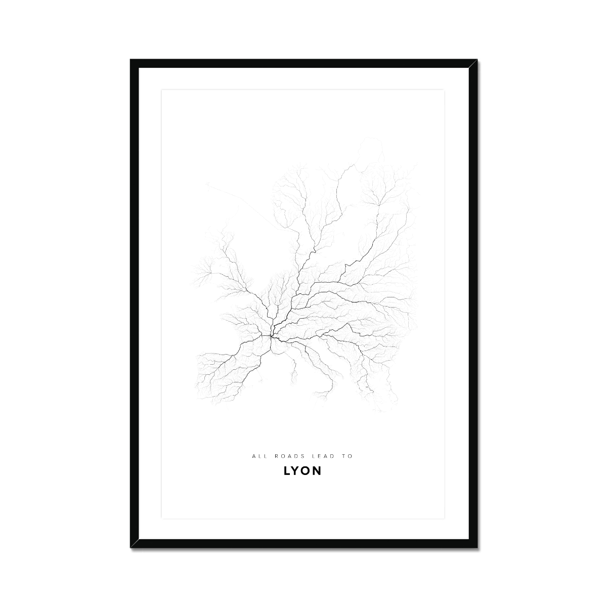 All roads lead to Lyon (France) Fine Art Map Print