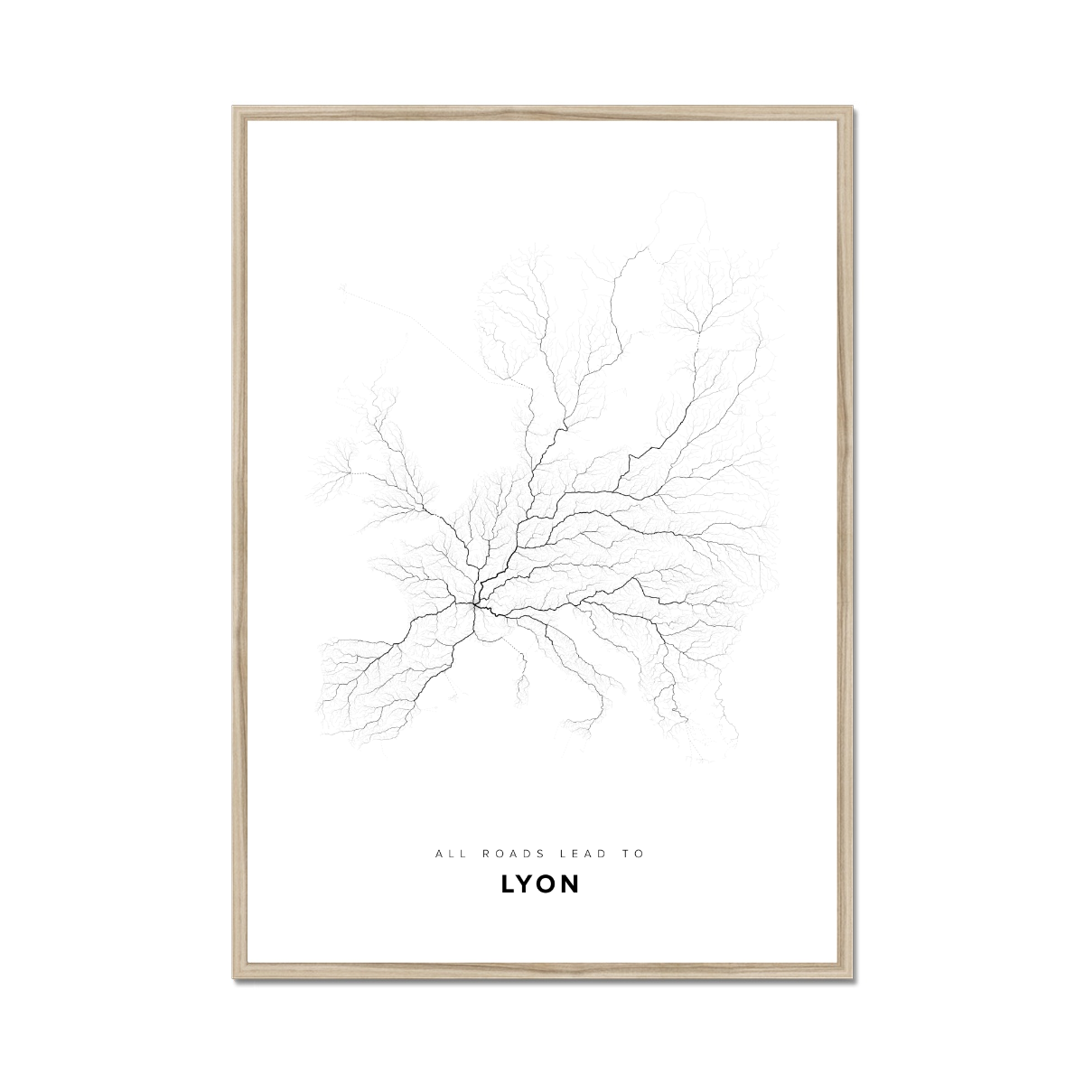 All roads lead to Lyon (France) Fine Art Map Print