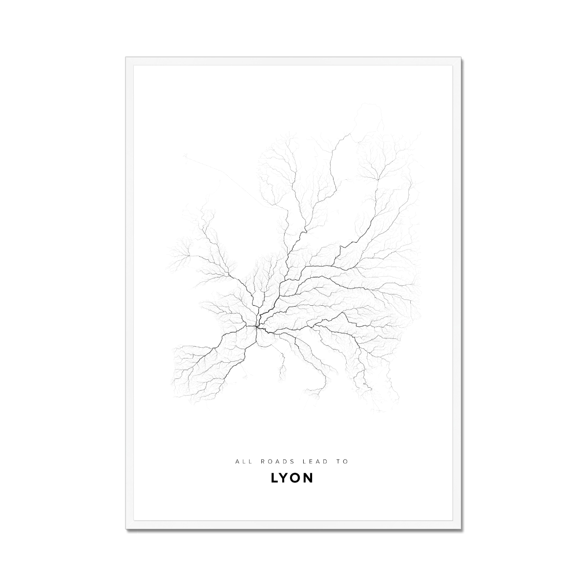 All roads lead to Lyon (France) Fine Art Map Print