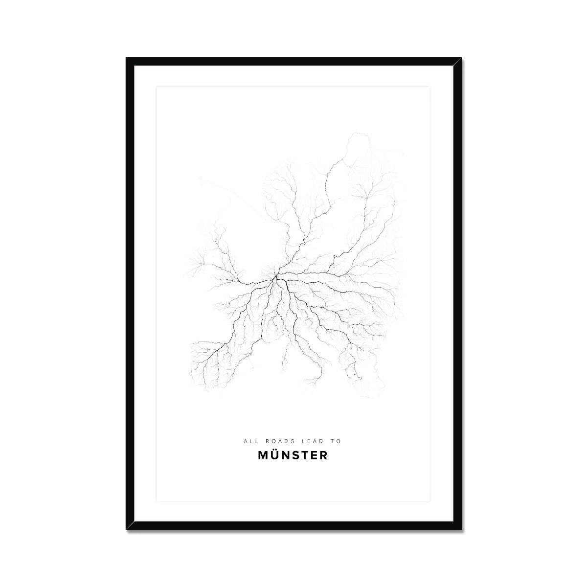 All roads lead to Münster (Germany) Fine Art Map Print