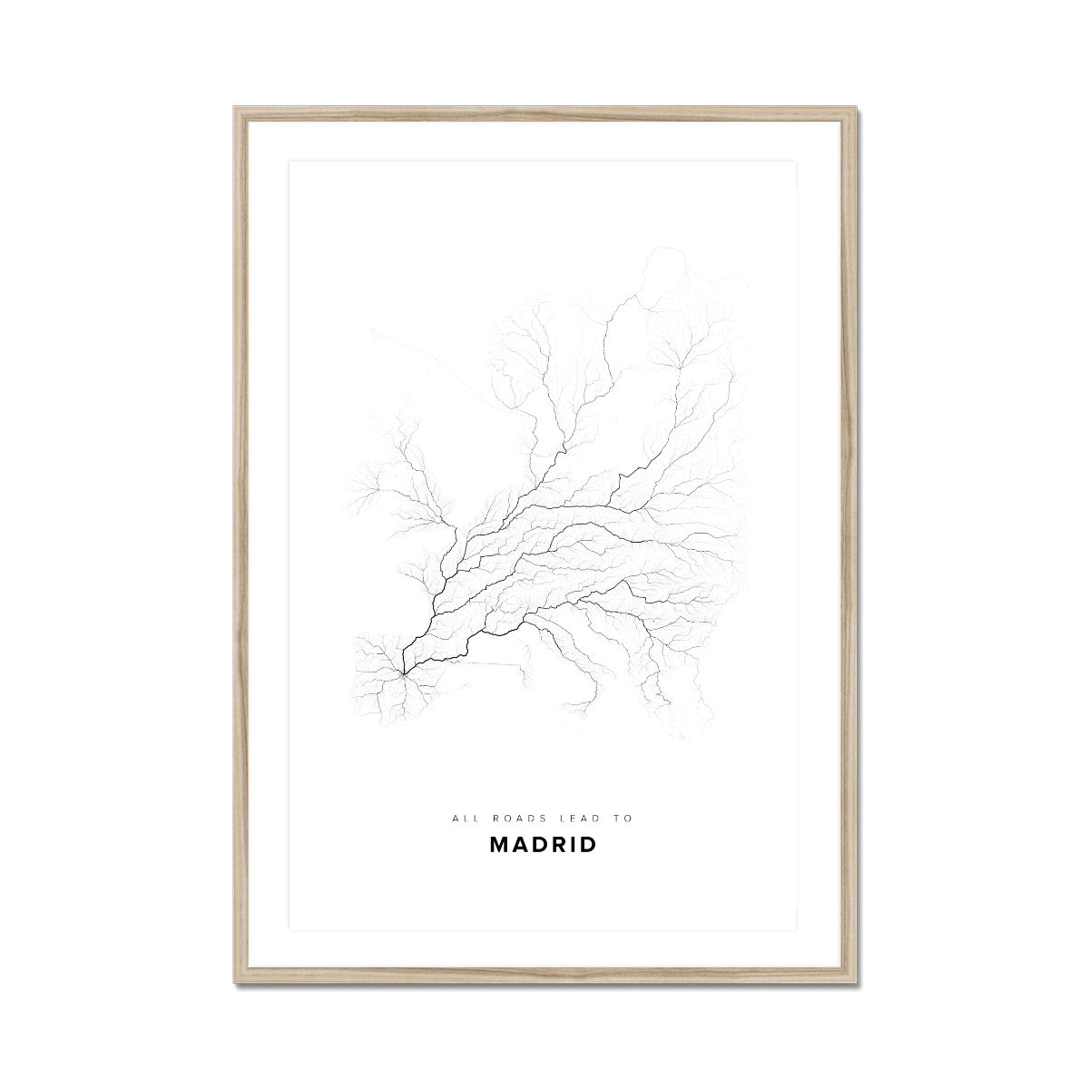 All roads lead to Madrid (Spain) Fine Art Map Print