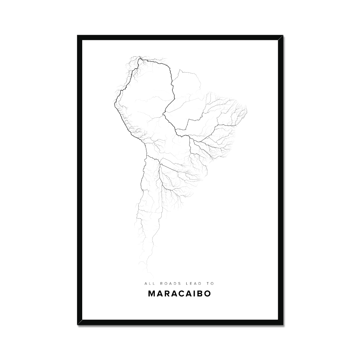 All roads lead to Maracaibo (Venezuela (Bolivarian Republic of)) Fine Art Map Print