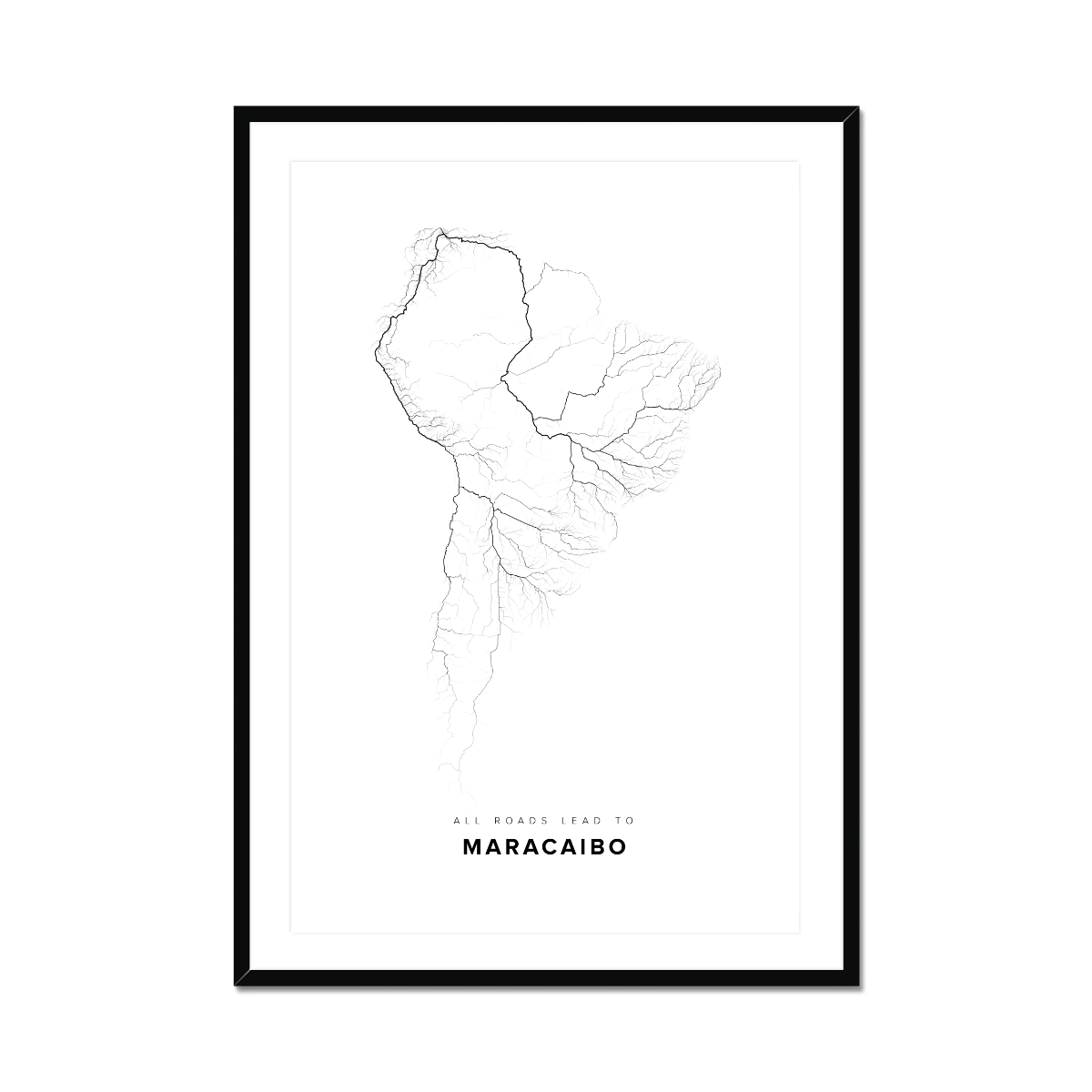 All roads lead to Maracaibo (Venezuela (Bolivarian Republic of)) Fine Art Map Print