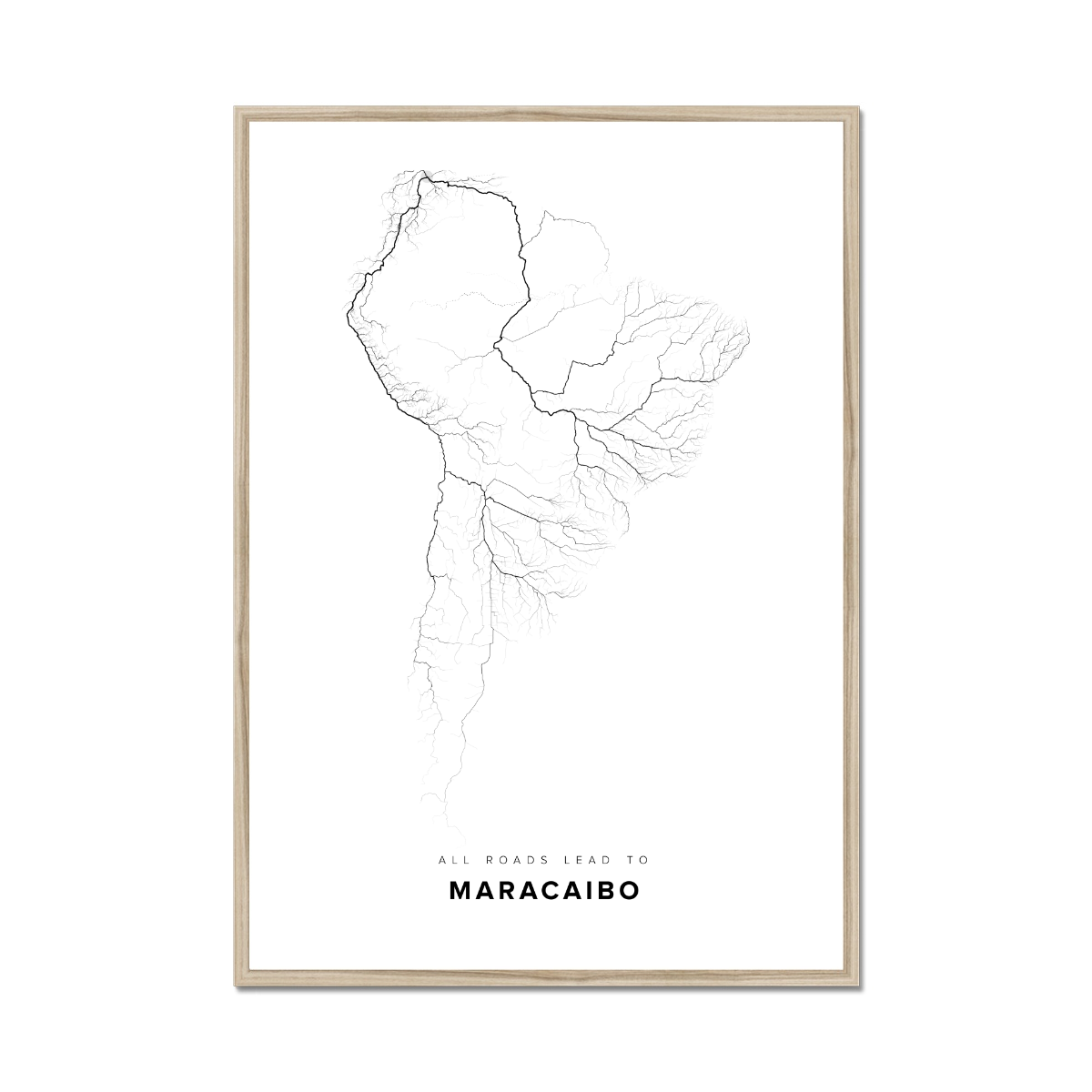 All roads lead to Maracaibo (Venezuela (Bolivarian Republic of)) Fine Art Map Print