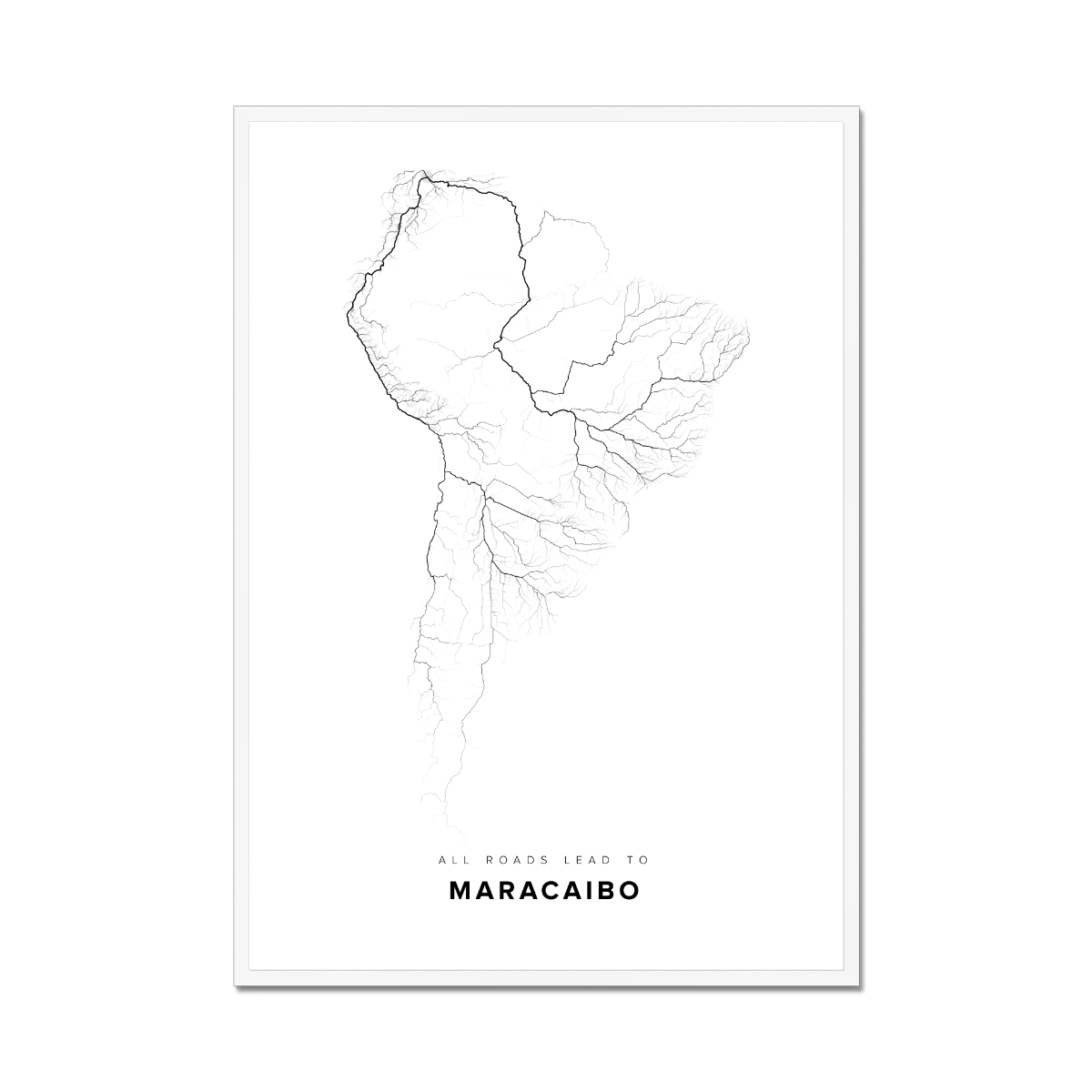 All roads lead to Maracaibo (Venezuela (Bolivarian Republic of)) Fine Art Map Print