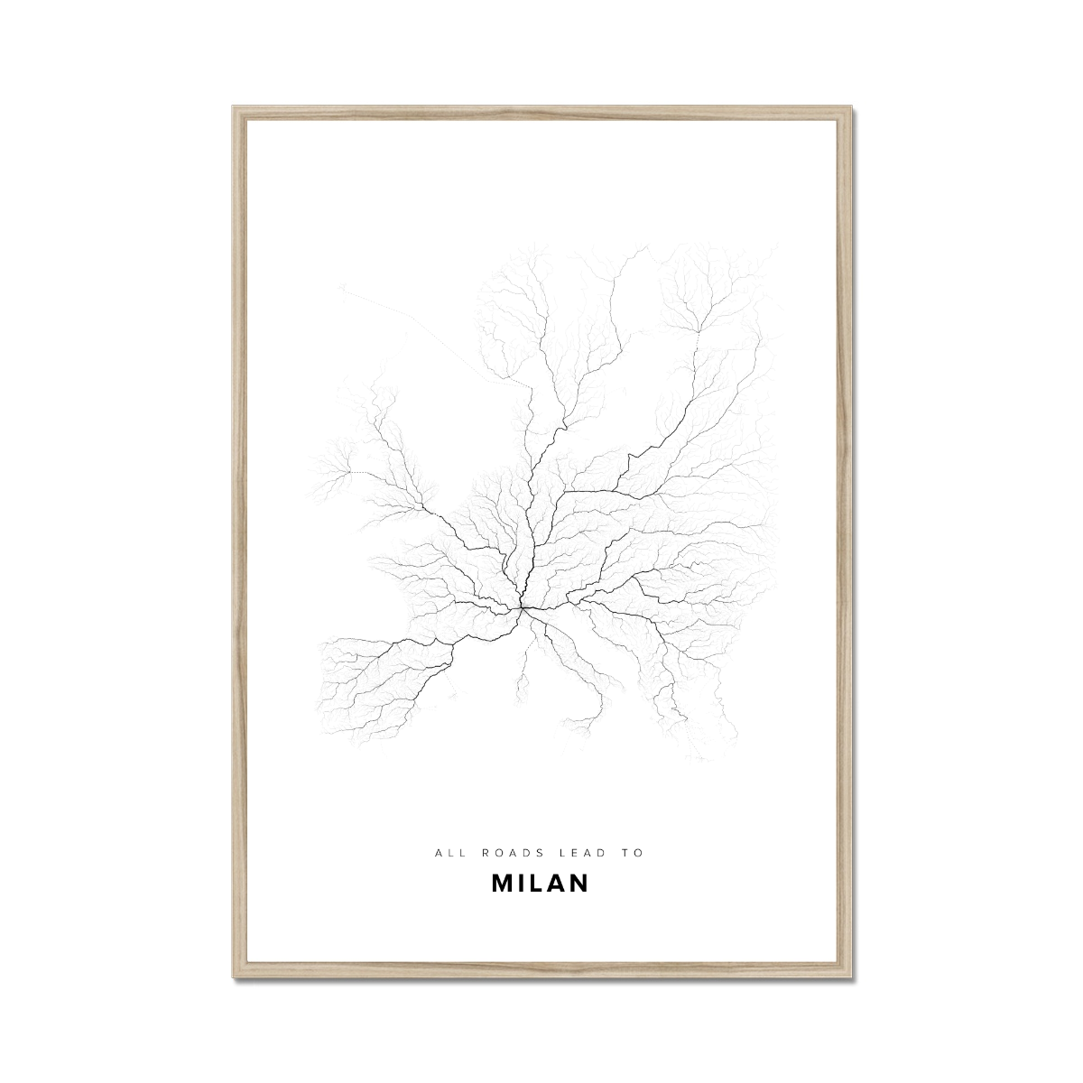 All roads lead to Milan (Italy) Fine Art Map Print