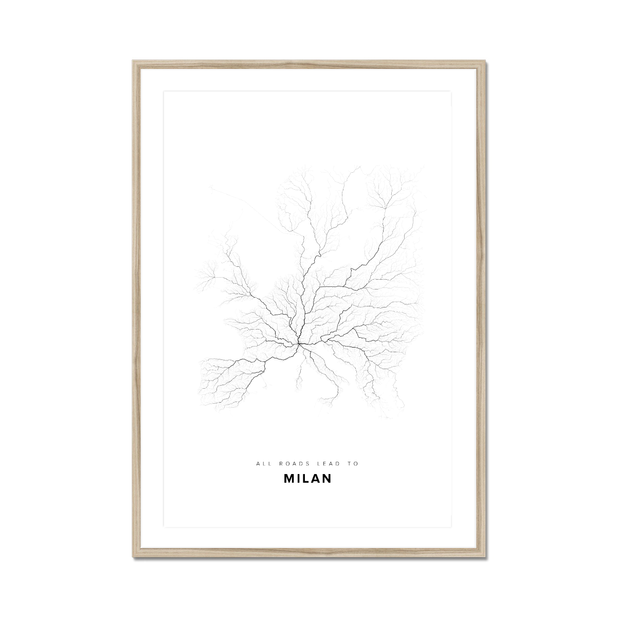 All roads lead to Milan (Italy) Fine Art Map Print
