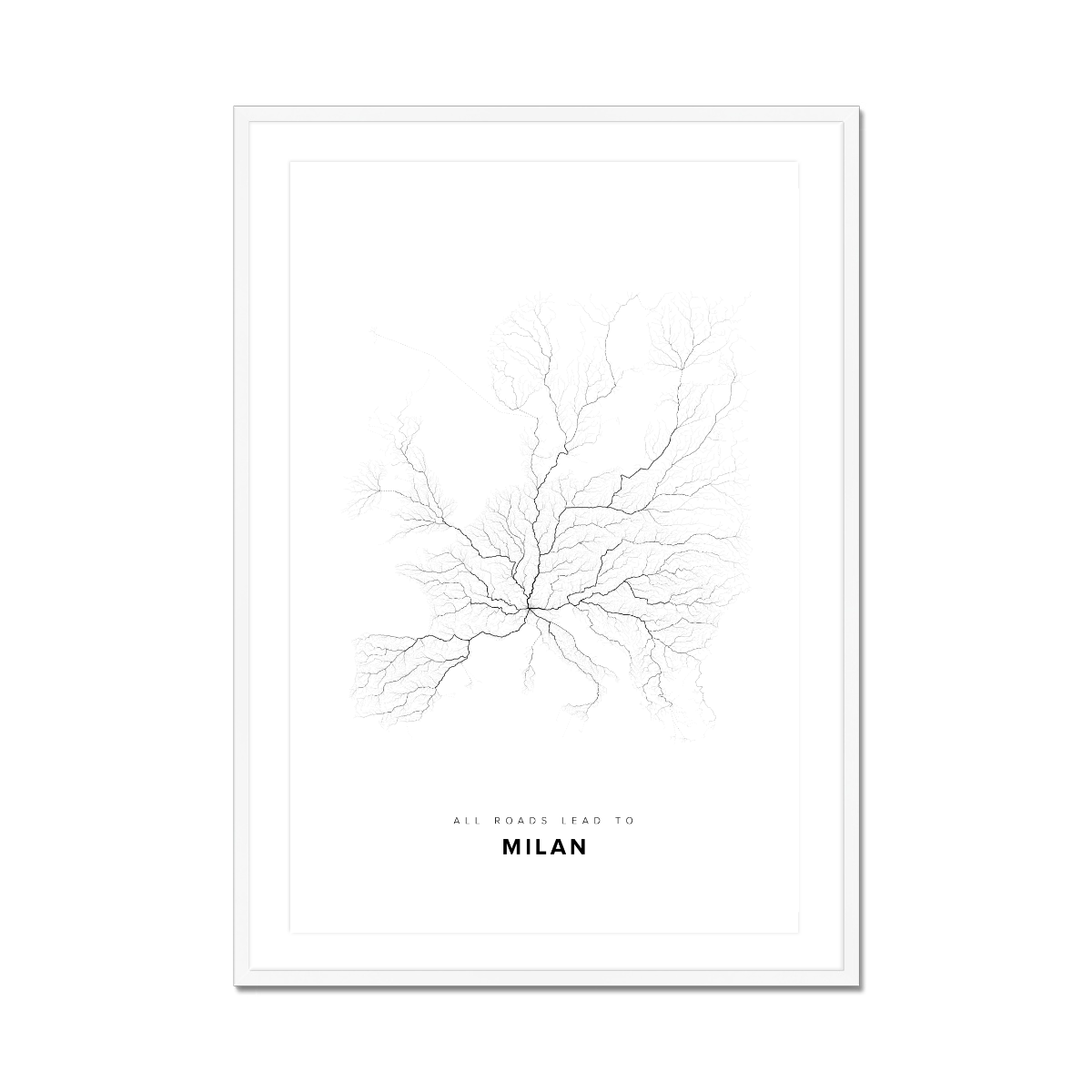 All roads lead to Milan (Italy) Fine Art Map Print