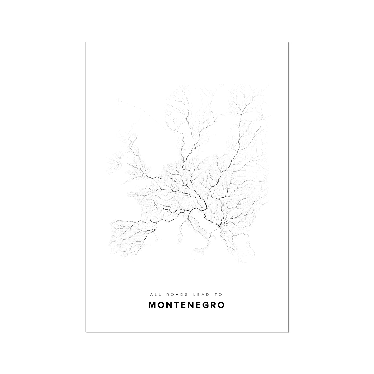 All roads lead to Montenegro Fine Art Map Print