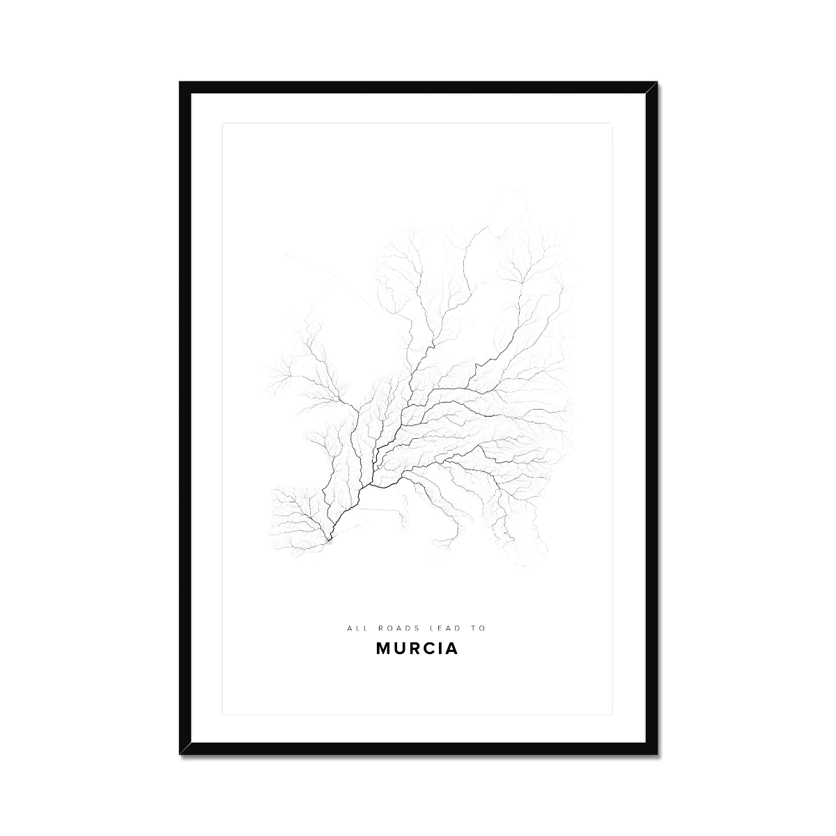 All roads lead to Murcia (Spain) Fine Art Map Print