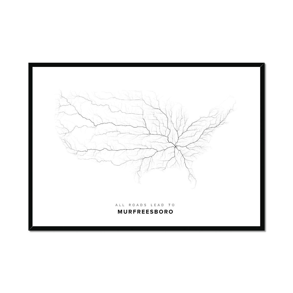 All roads lead to Murfreesboro (United States of America) Fine Art Map Print