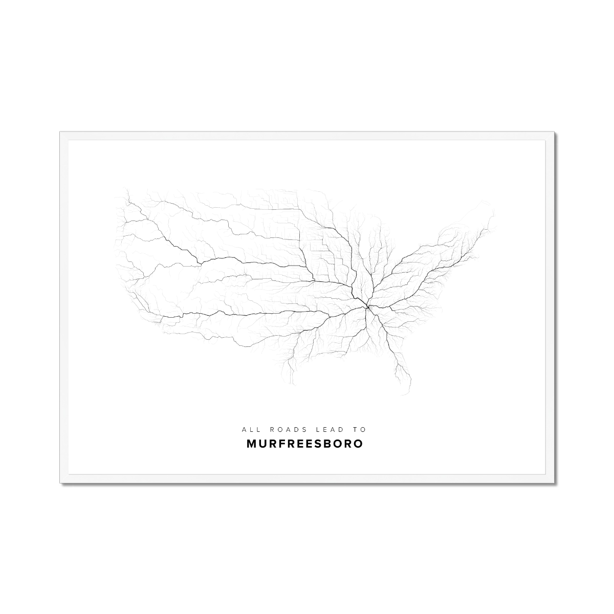 All roads lead to Murfreesboro (United States of America) Fine Art Map Print