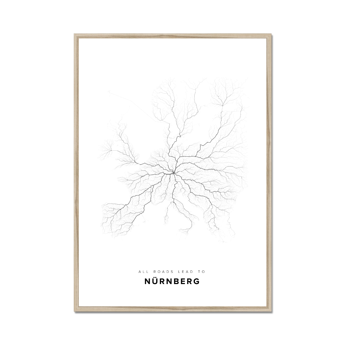 All roads lead to Nürnberg (Germany) Fine Art Map Print