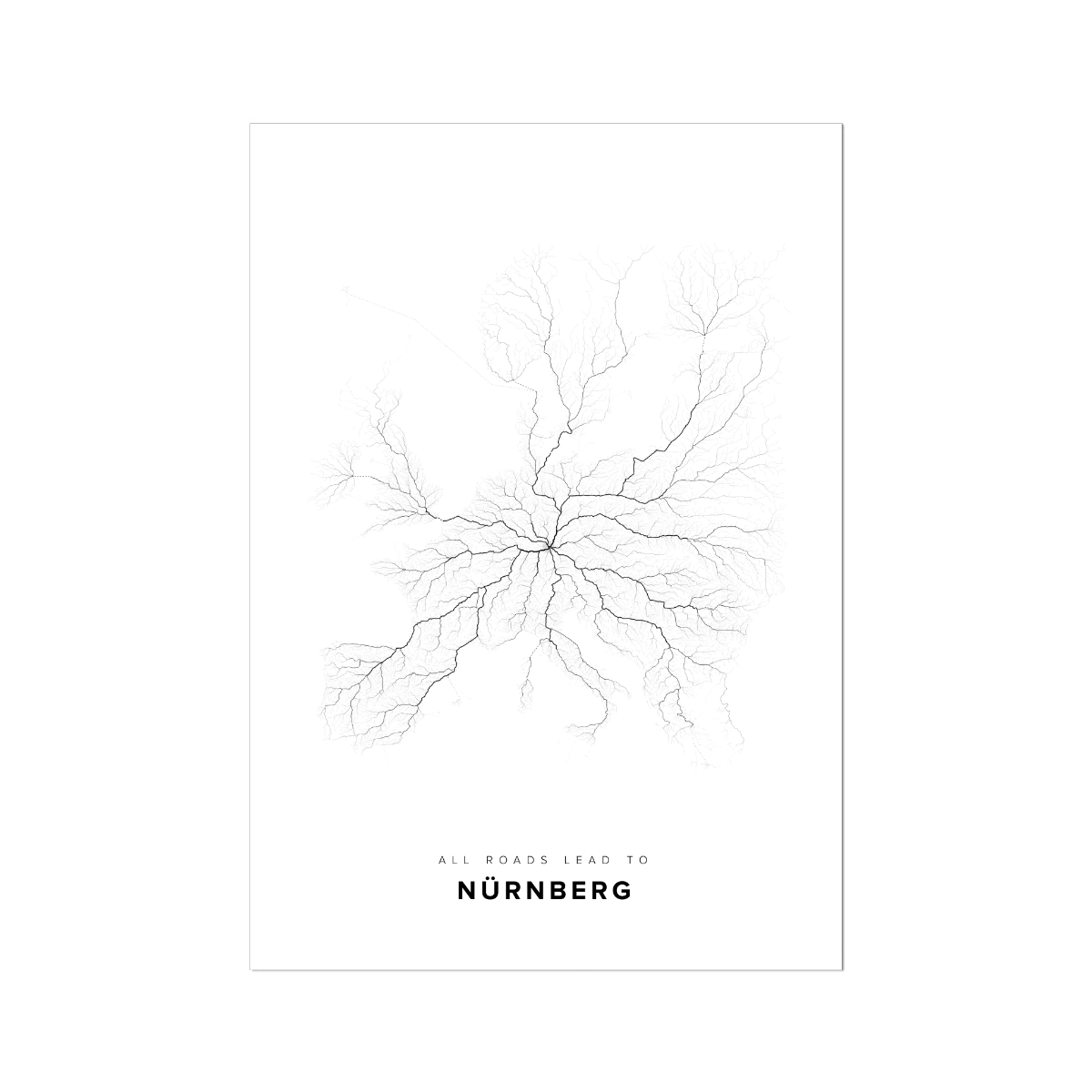 All roads lead to Nürnberg (Germany) Fine Art Map Print