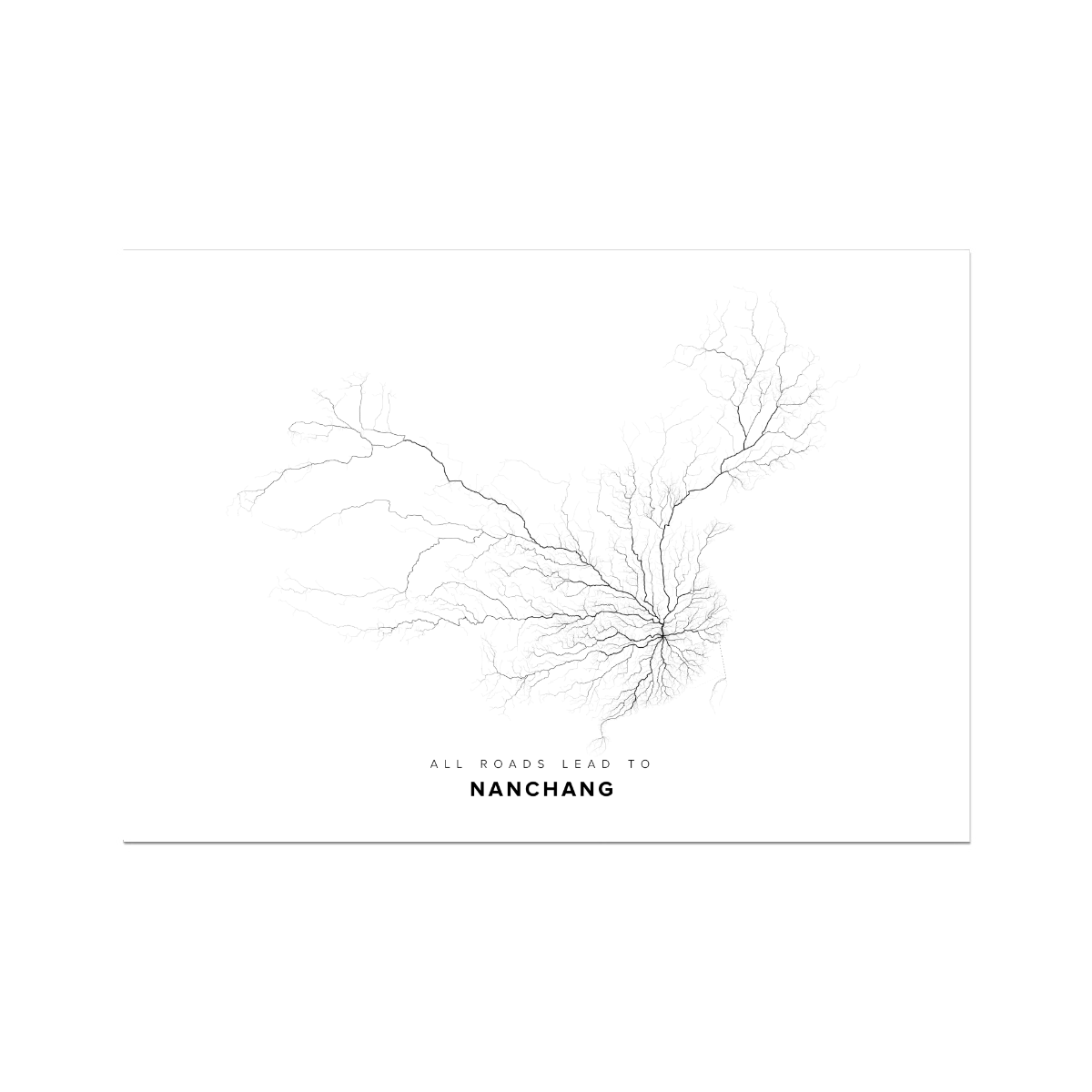 All roads lead to Nanchang (China) Fine Art Map Print