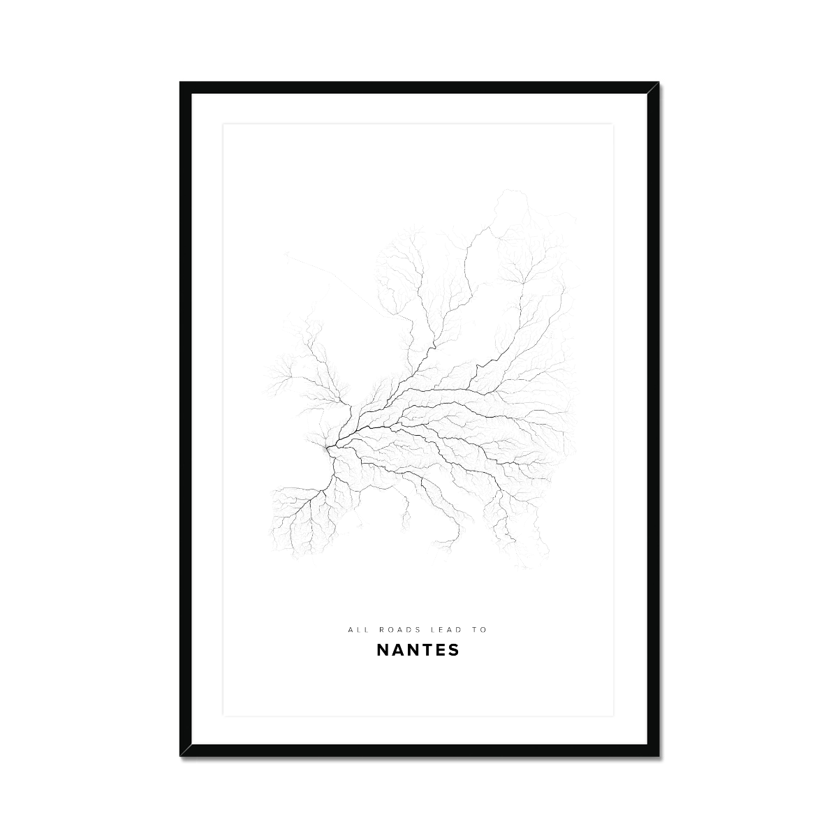All roads lead to Nantes (France) Fine Art Map Print