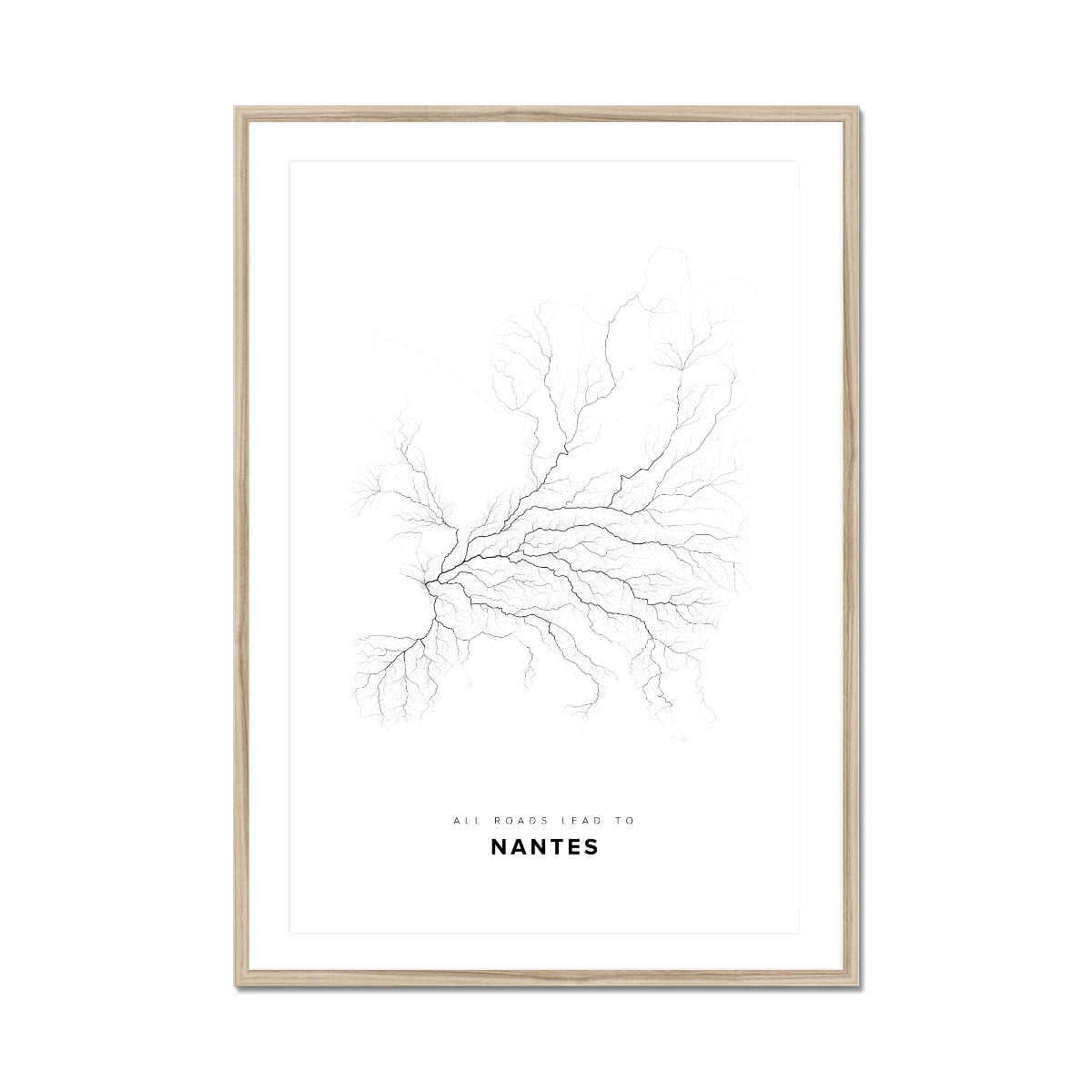 All roads lead to Nantes (France) Fine Art Map Print