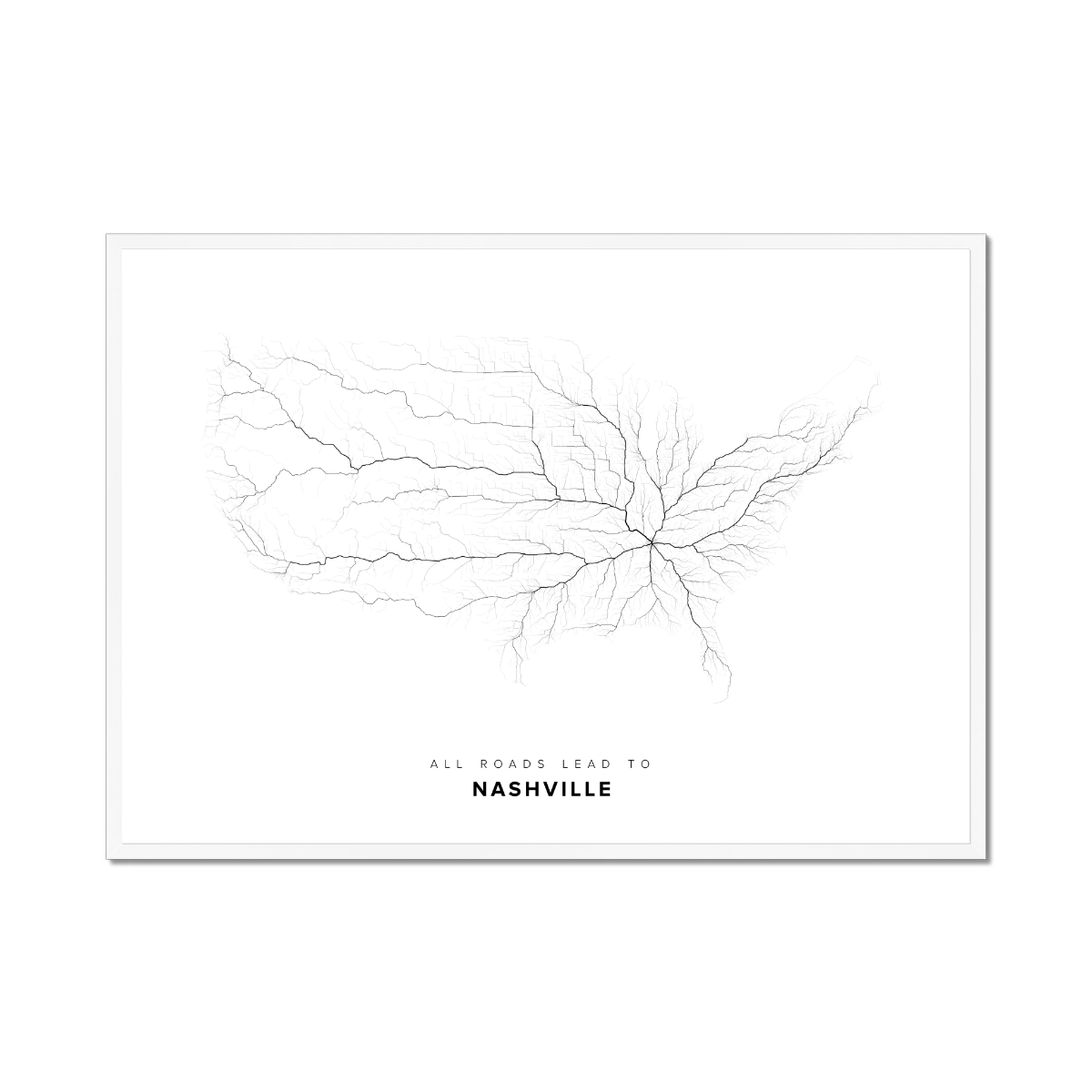 All roads lead to Nashville (United States of America) Fine Art Map Print