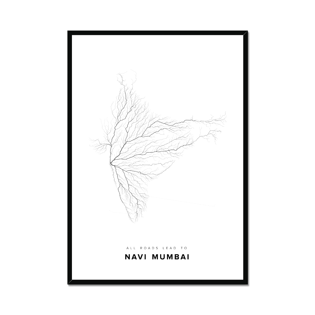 All roads lead to Navi Mumbai (India) Fine Art Map Print