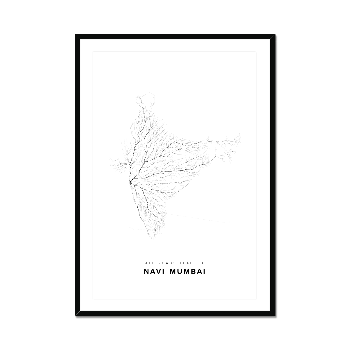 All roads lead to Navi Mumbai (India) Fine Art Map Print