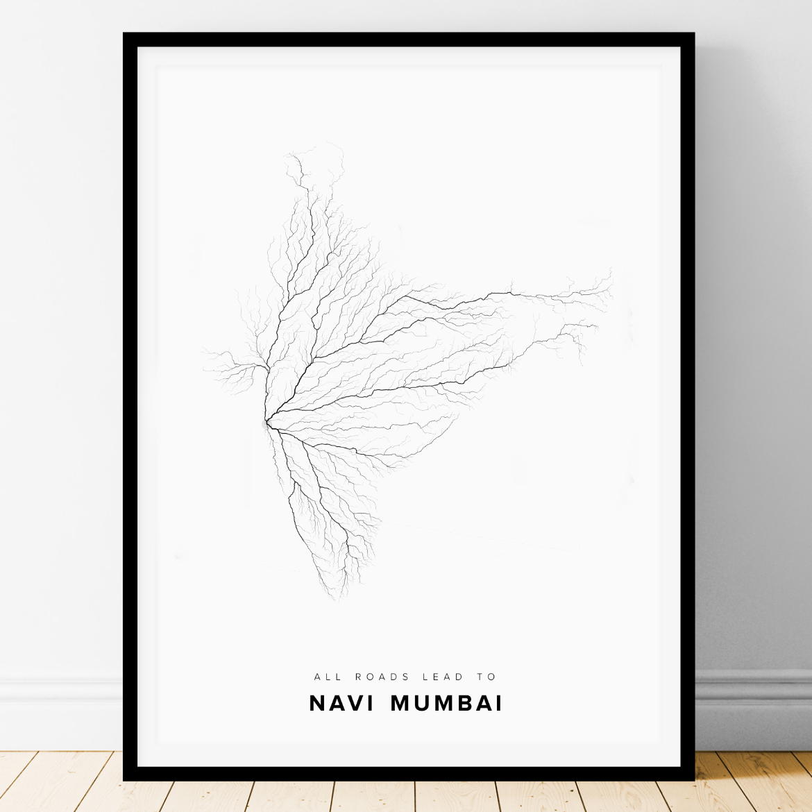 All roads lead to Navi Mumbai (India) Fine Art Map Print