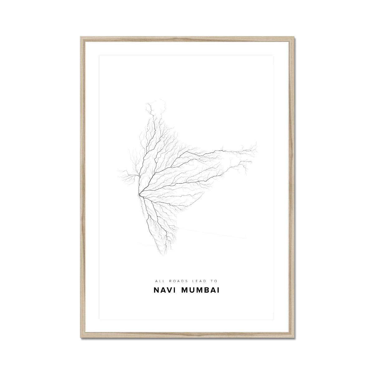 All roads lead to Navi Mumbai (India) Fine Art Map Print