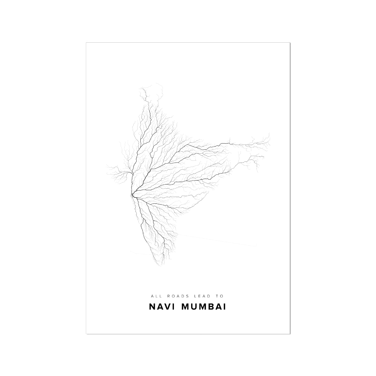 All roads lead to Navi Mumbai (India) Fine Art Map Print