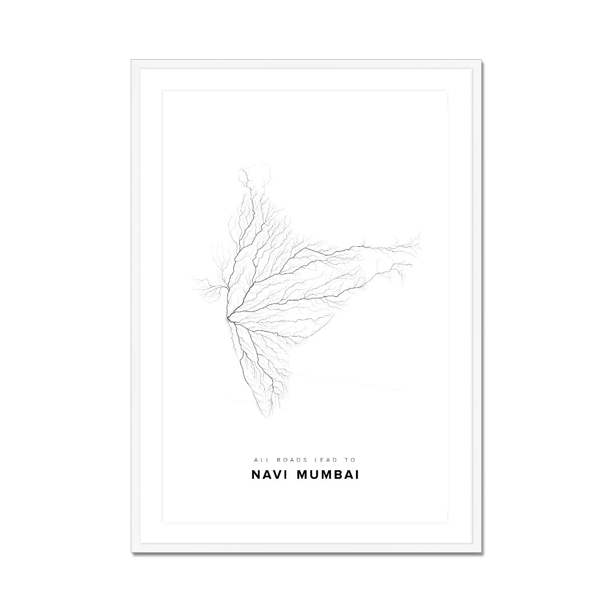 All roads lead to Navi Mumbai (India) Fine Art Map Print
