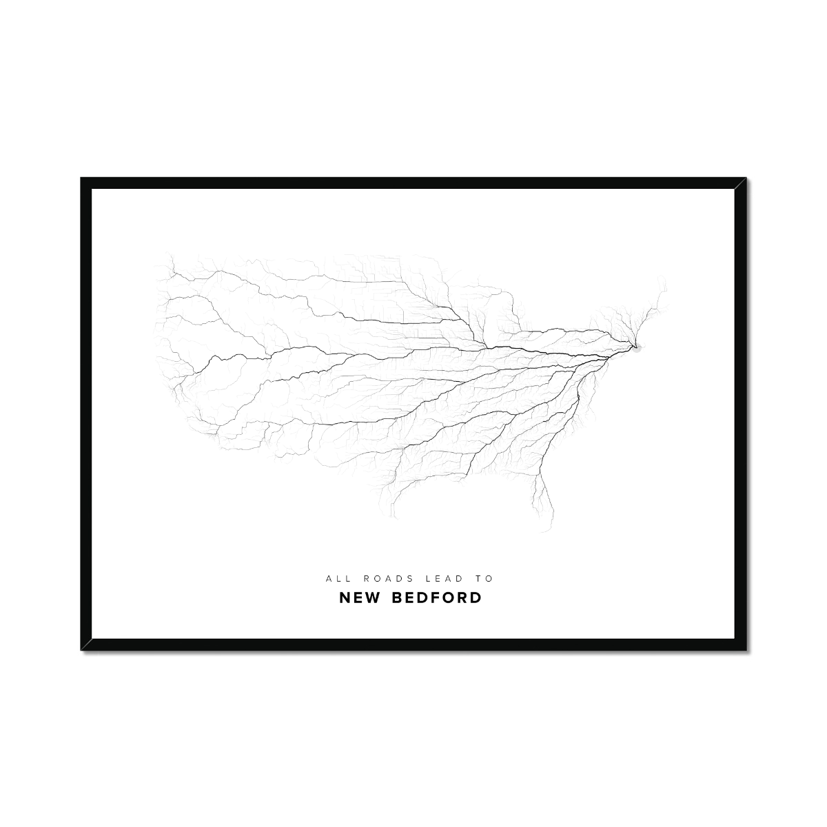 All roads lead to New Bedford (United States of America) Fine Art Map Print