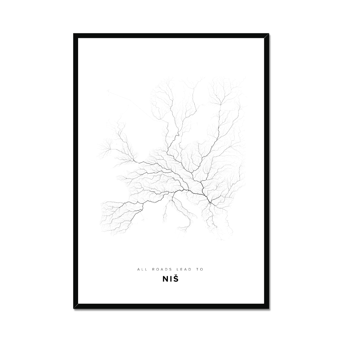 All roads lead to Niš (Serbia) Fine Art Map Print
