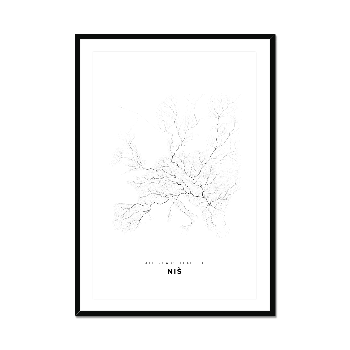 All roads lead to Niš (Serbia) Fine Art Map Print