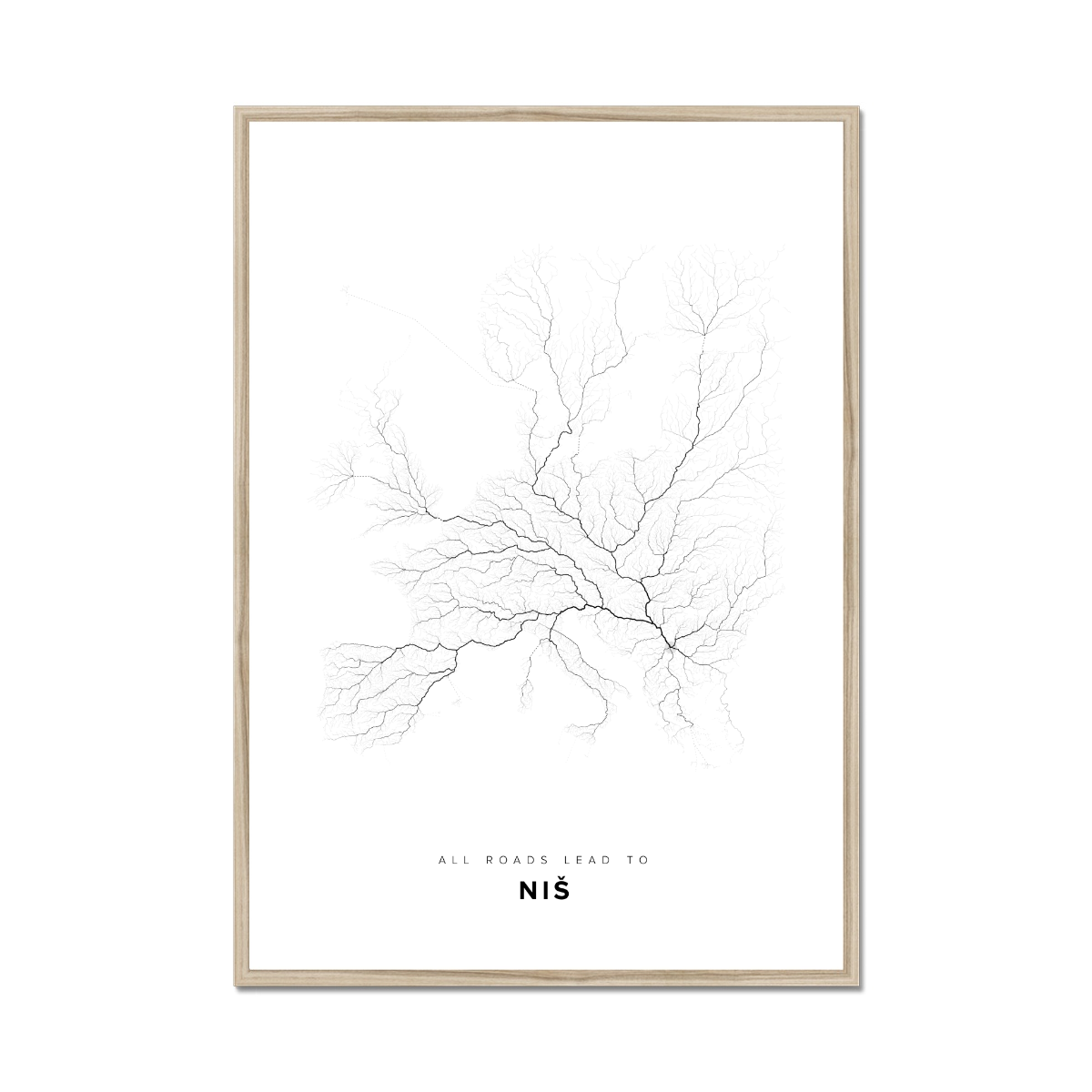 All roads lead to Niš (Serbia) Fine Art Map Print