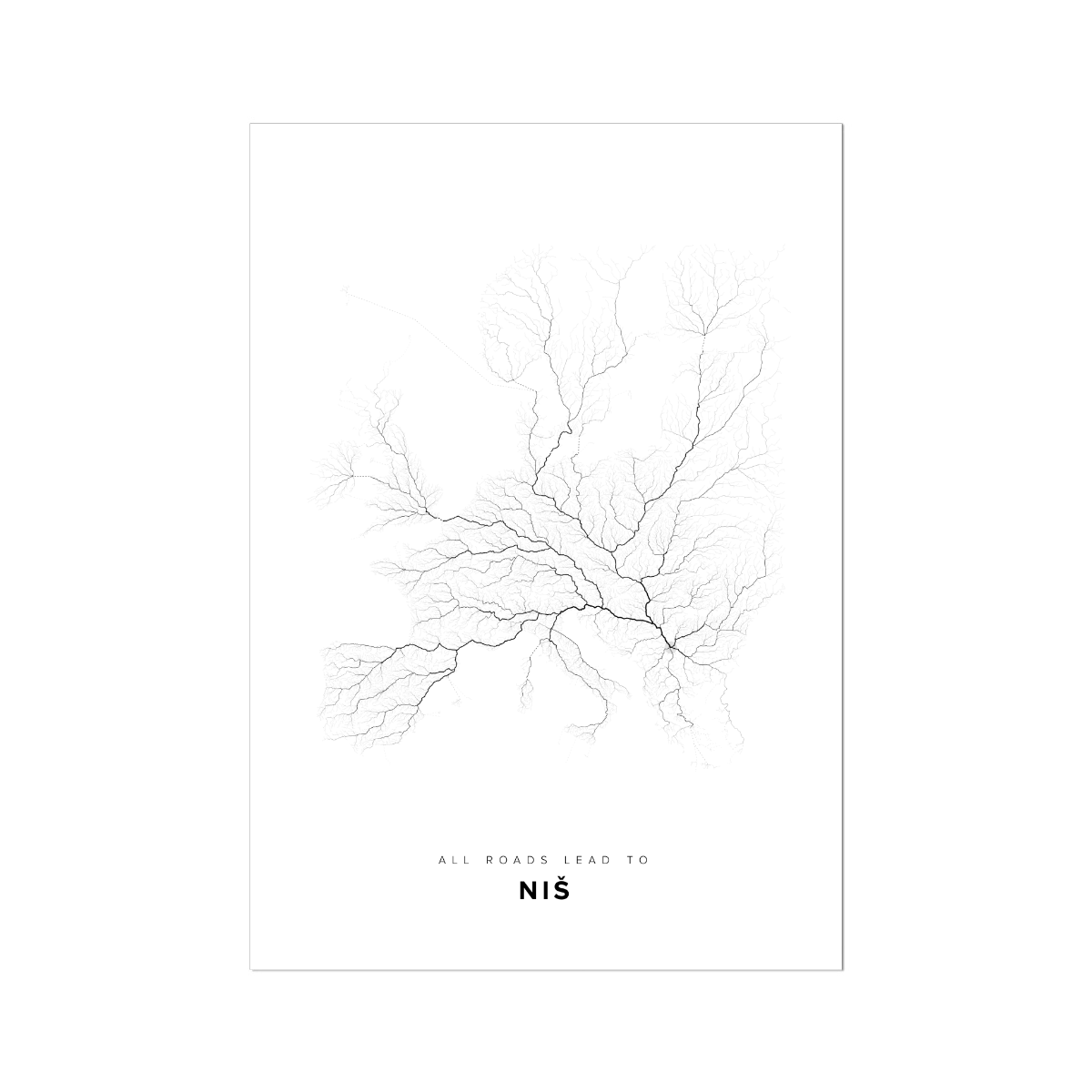 All roads lead to Niš (Serbia) Fine Art Map Print
