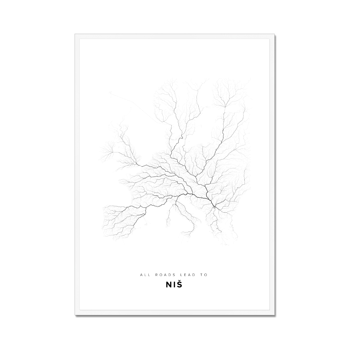 All roads lead to Niš (Serbia) Fine Art Map Print