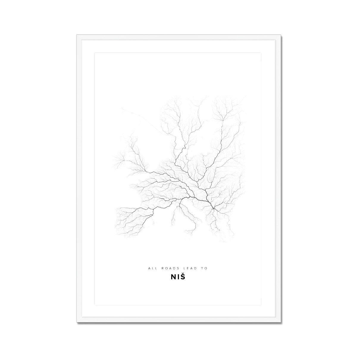 All roads lead to Niš (Serbia) Fine Art Map Print