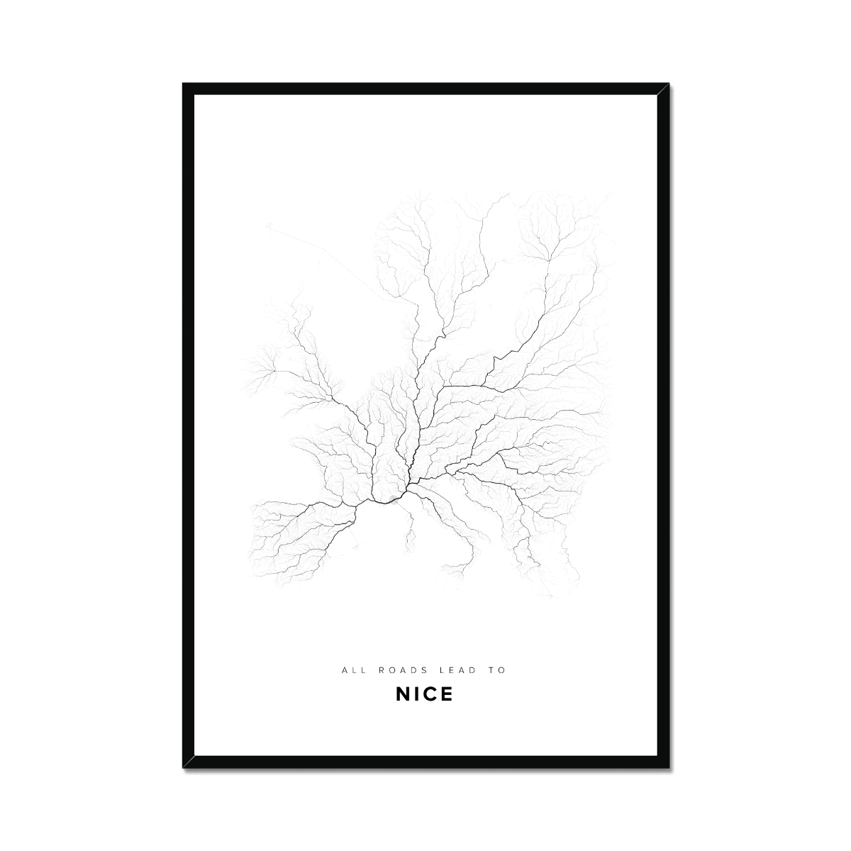 All roads lead to Nice (France) Fine Art Map Print