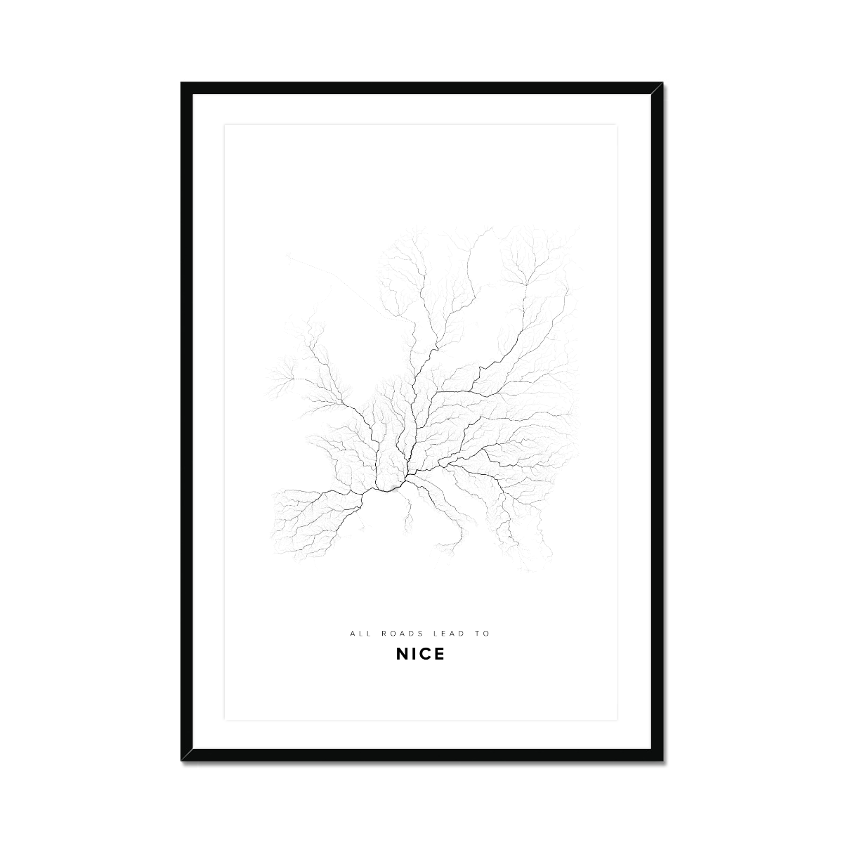 All roads lead to Nice (France) Fine Art Map Print