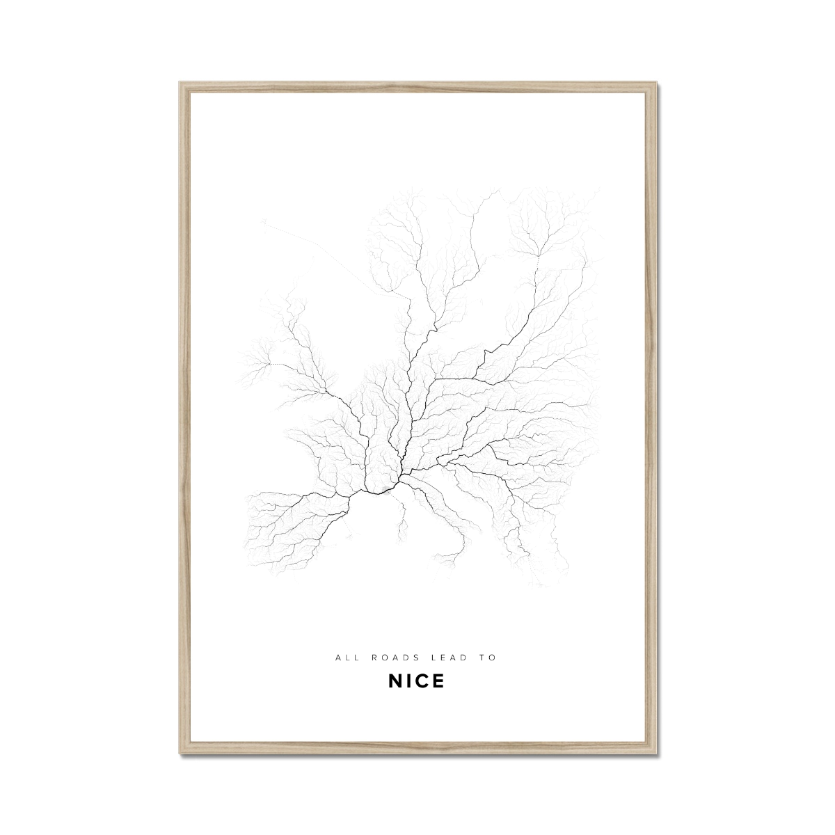 All roads lead to Nice (France) Fine Art Map Print