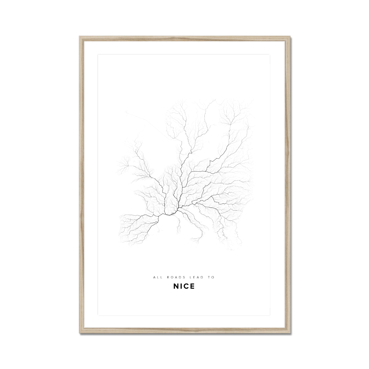 All roads lead to Nice (France) Fine Art Map Print