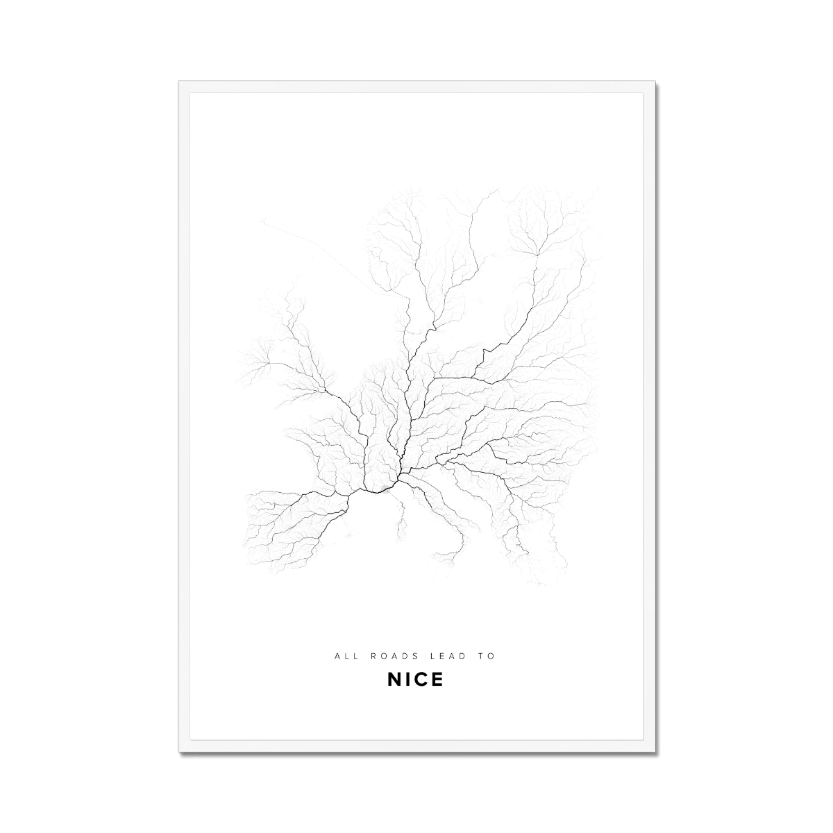 All roads lead to Nice (France) Fine Art Map Print