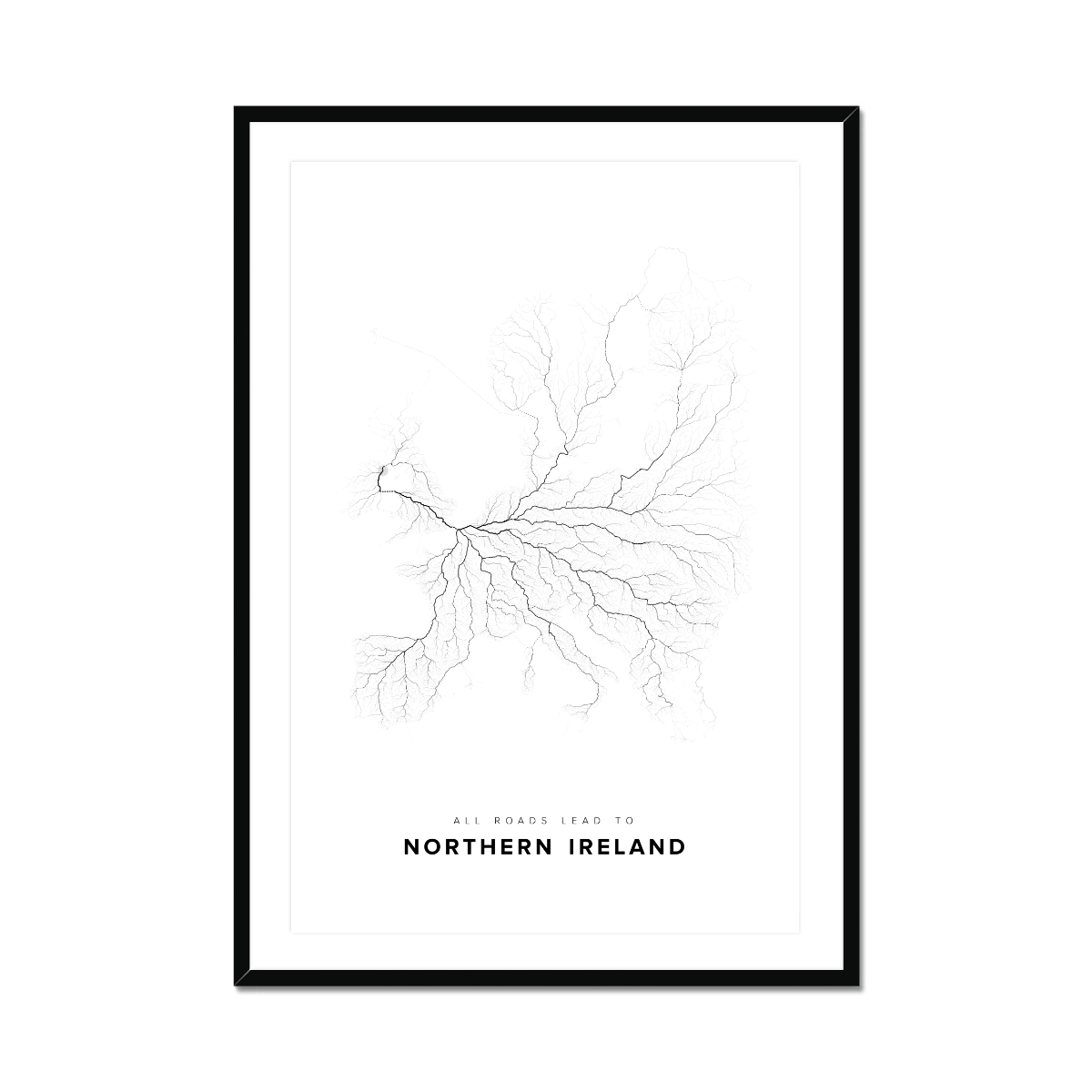 All roads lead to Northern Ireland Fine Art Map Print