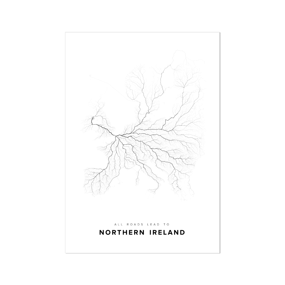 All roads lead to Northern Ireland Fine Art Map Print