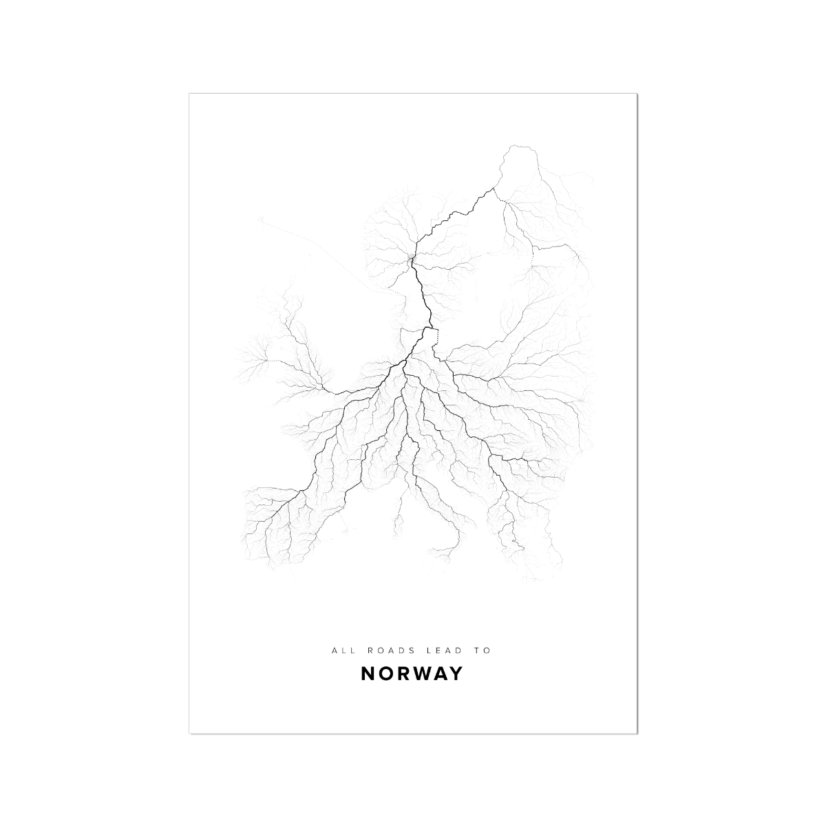 All roads lead to Norway Fine Art Map Print