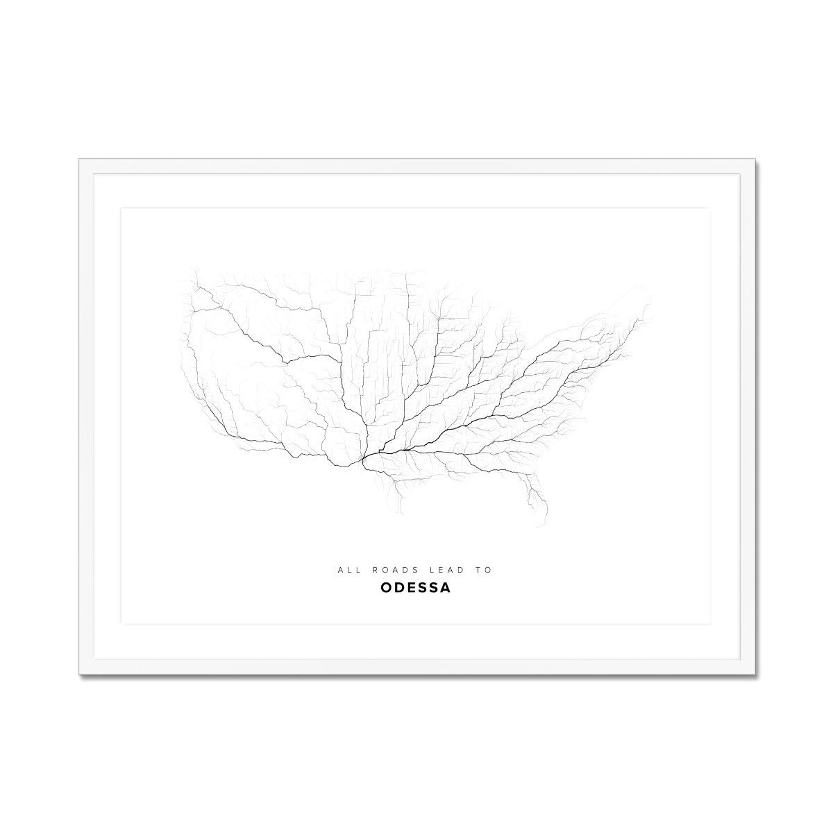 All roads lead to Odessa (United States of America) Fine Art Map Print