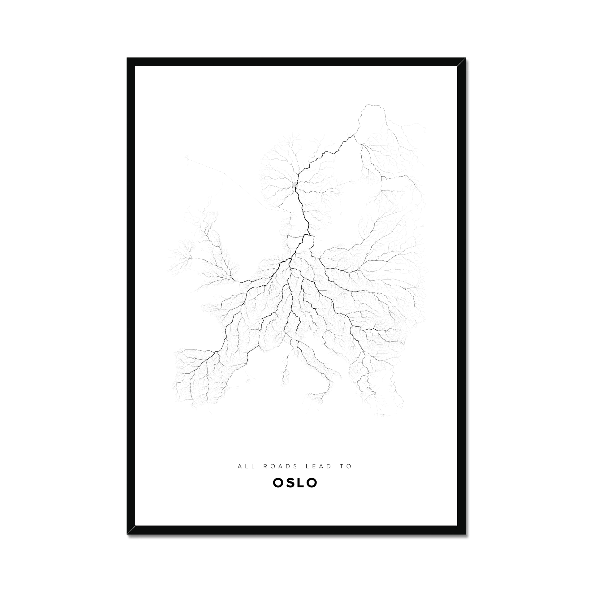 All roads lead to Oslo (Norway) Fine Art Map Print