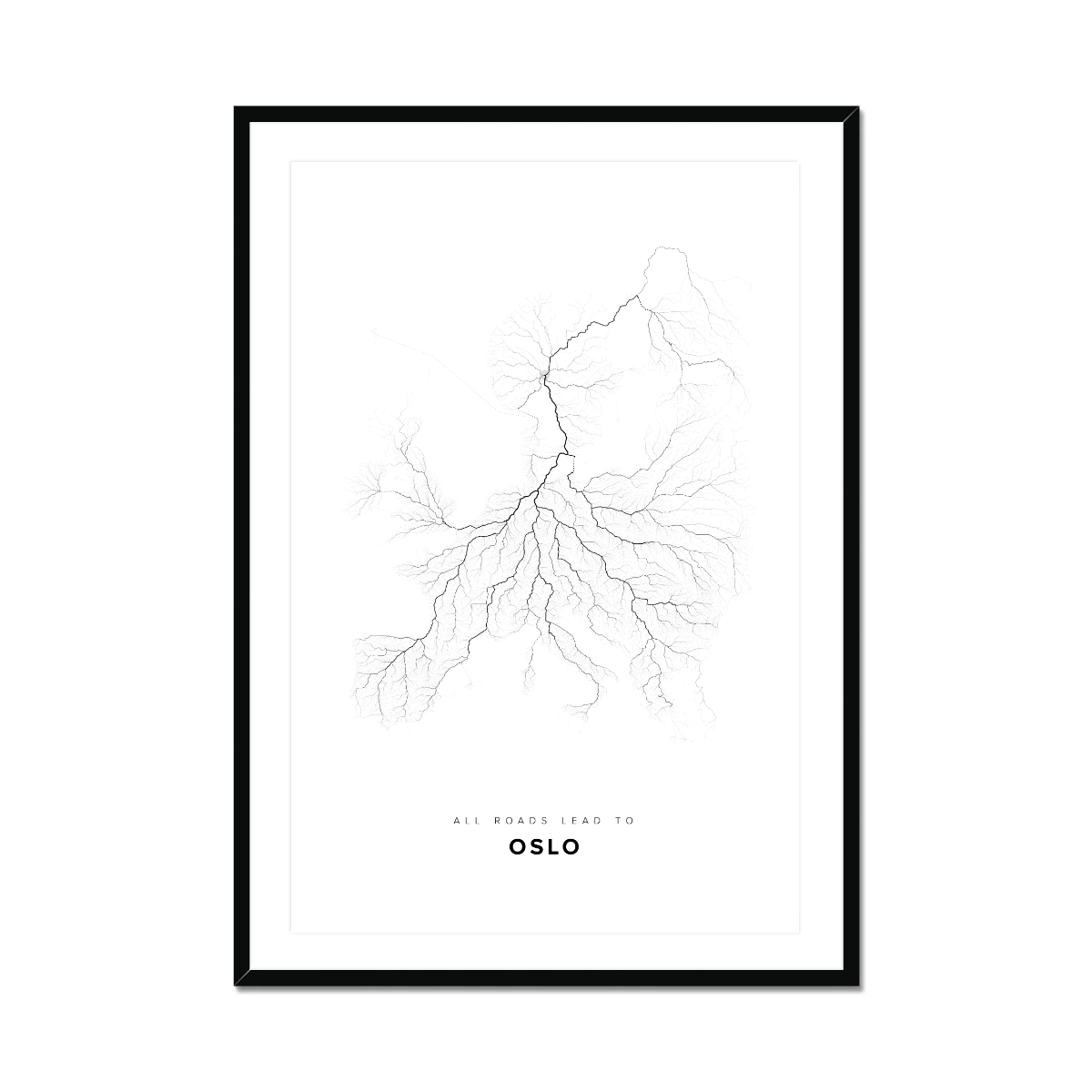 All roads lead to Oslo (Norway) Fine Art Map Print